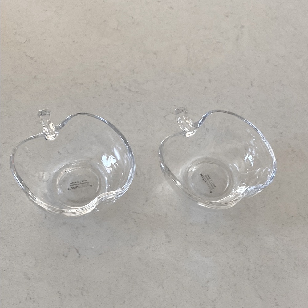 2Pcs Glass Bowl‎ Apple Shape Salad Glass Containers Food Serving Bowls Dessert
